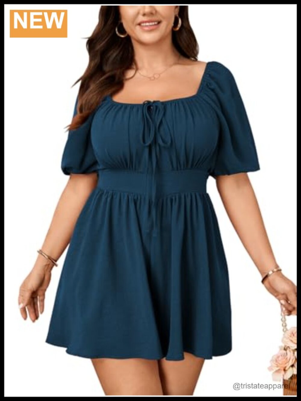 Plus Size Polka Dot Romper Puff Sleeve Shorts One Piece